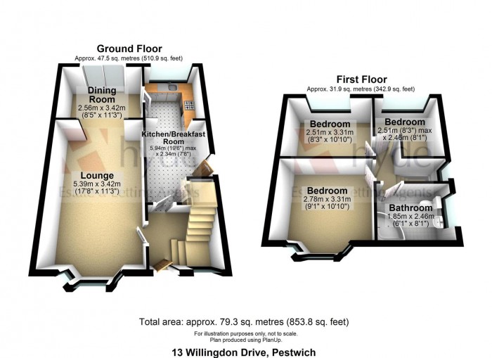 Floorplans For Willingdon Drive, Prestwich, Manchester